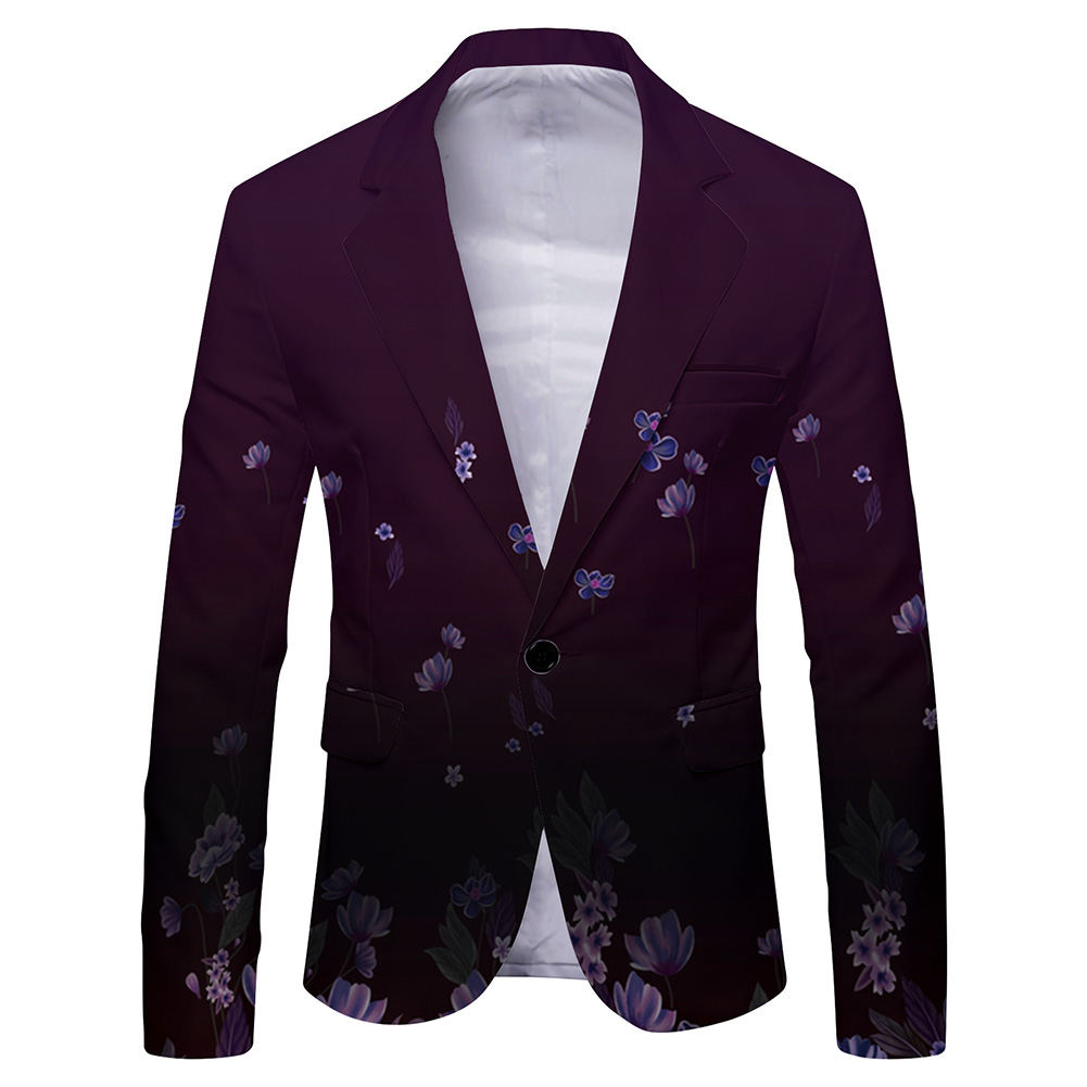 Mens Formal Look - Blazer Masculino Estiloso com Estampa, Mangas