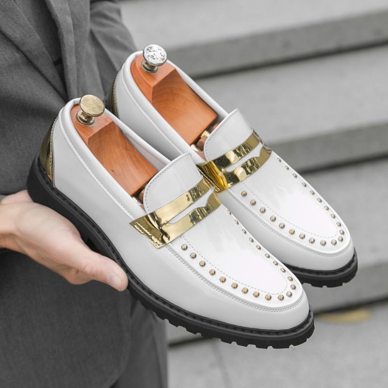 Men'S Formal Party Wear Shoes - Homens moda mocassins pu sola grossa