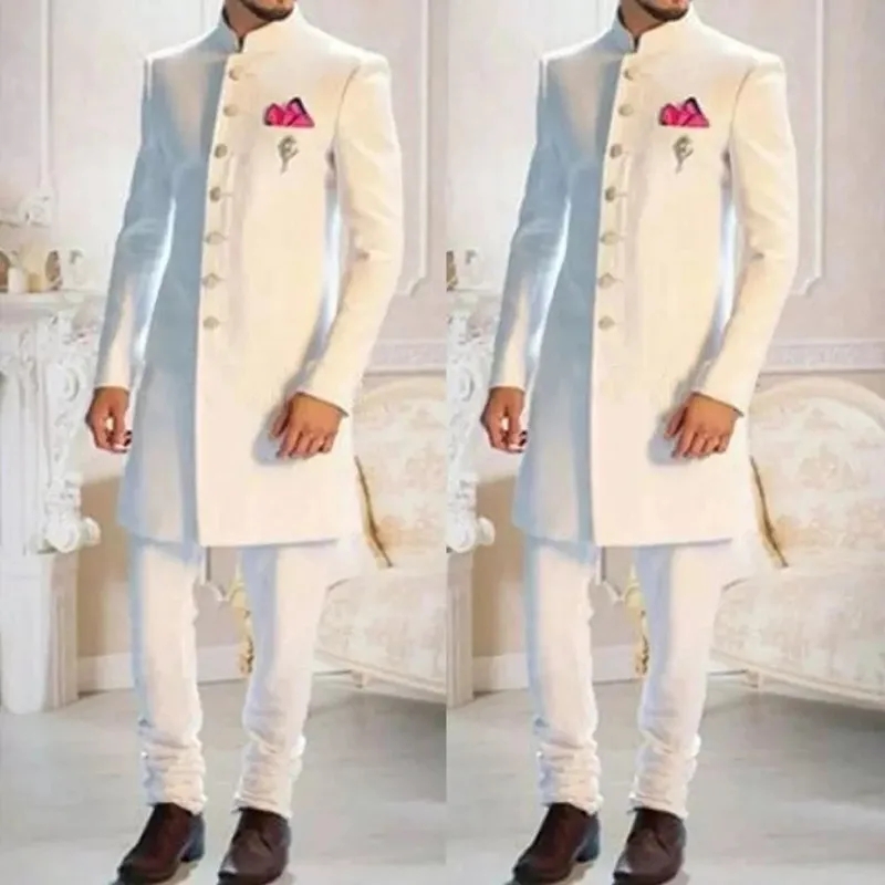 Men Formal Wear Indian - Terno Longo Masculino Slim Fit Branco