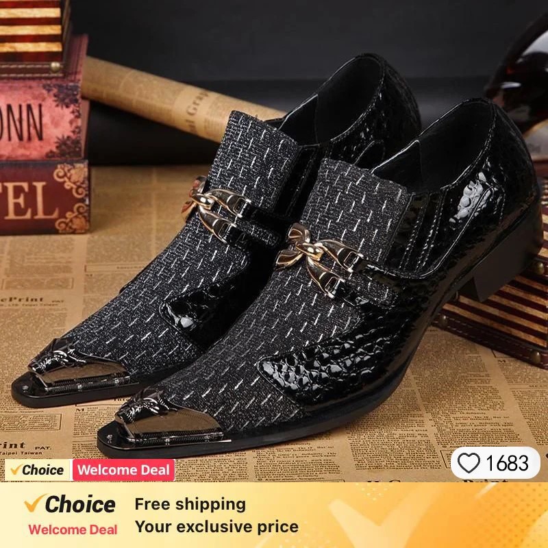 Men'S Formal Party Wear Shoes - Sapatos de Couro Masculinos com Detalhes