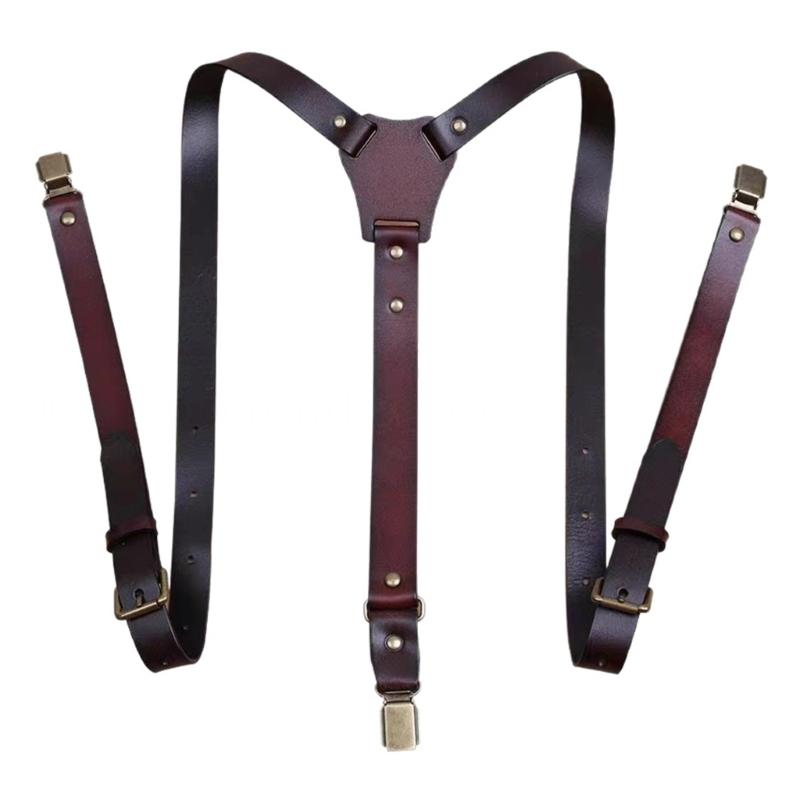 39BD Alças suspensas couro PU  - Suspender Clip Formal avaliação e preço