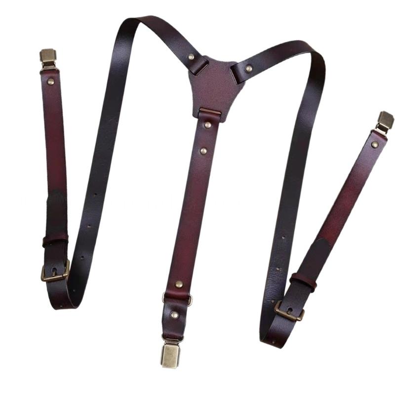 39BD Alças suspensas couro PU  - Suspender Clip Formal avaliação e preço