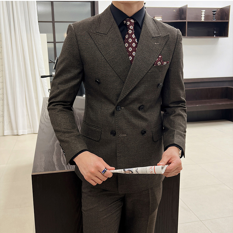 Smoking de peito duplo de luxo - Men Formal Wear Wedding avaliação e preço