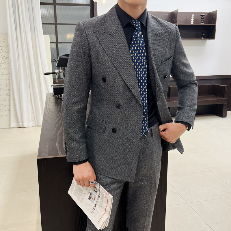 Smoking de peito duplo de luxo - Men Formal Wear Wedding avaliação e preço