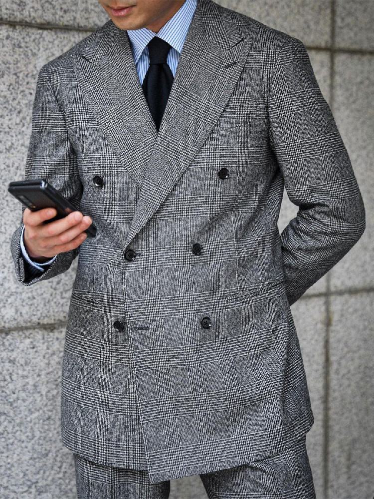 Terno masculino xadrez de negó - Men Formal Wear Wedding avaliação e preço