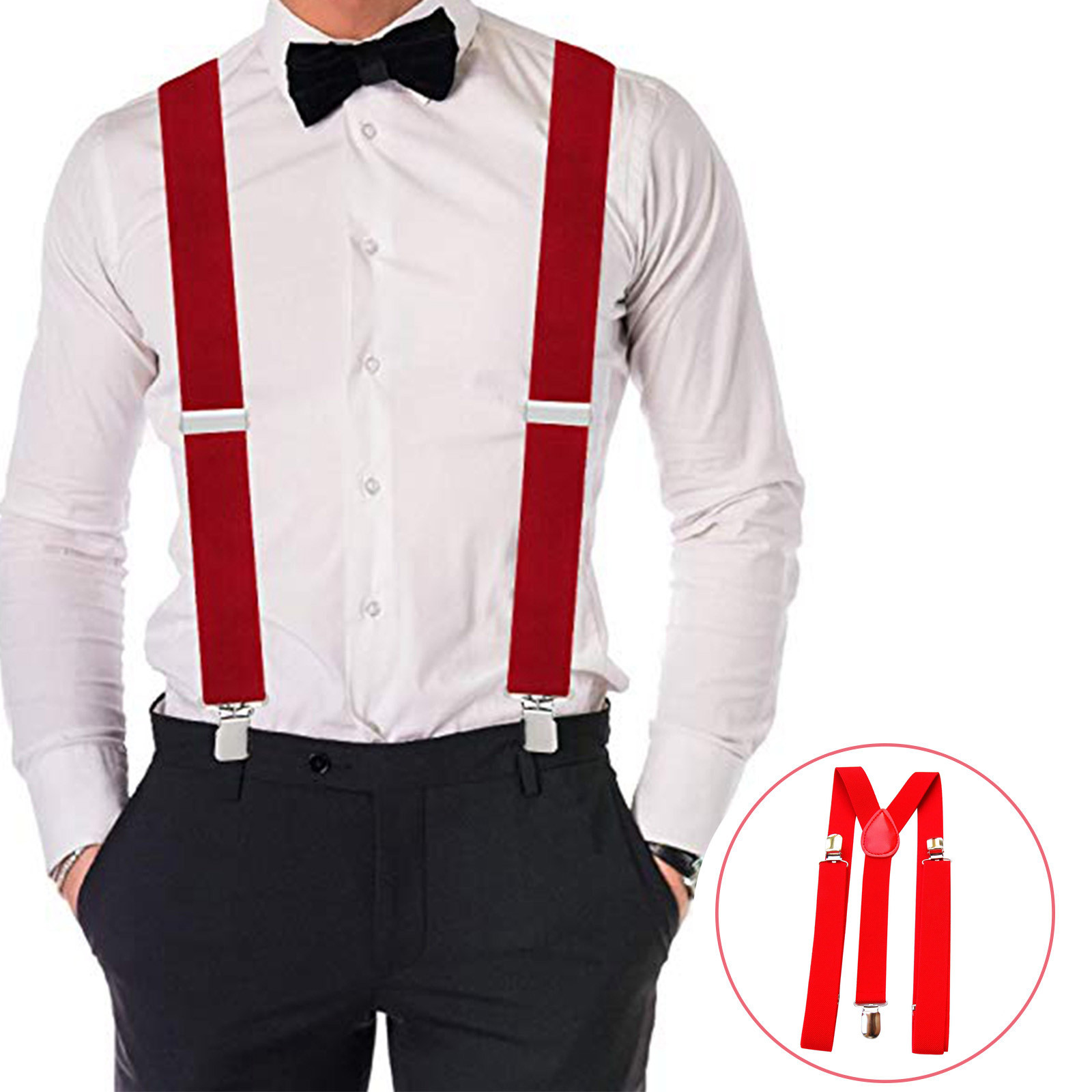 Suspensórios Ajustáveis Vermel - Men'S Formal Wear With Suspenders avaliação e preço